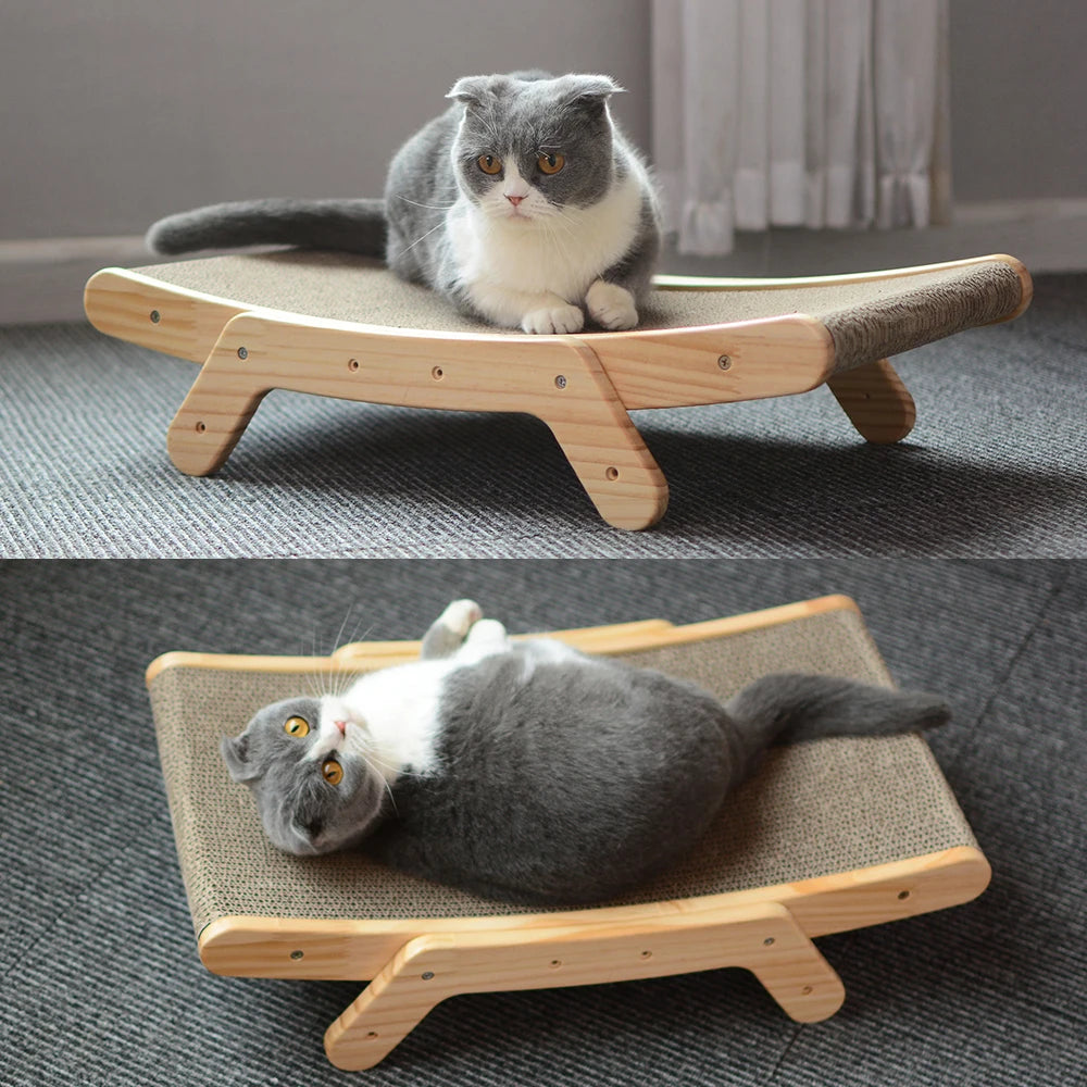 3-in-1 Cat Scratcher – Wooden Scratching Board & Bed