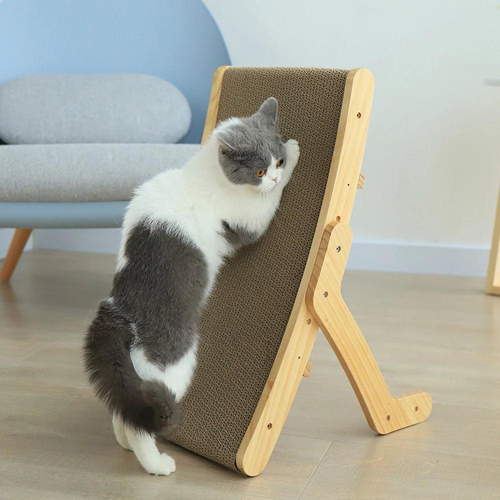 3-in-1 Cat Scratcher – Wooden Scratching Board & Bed