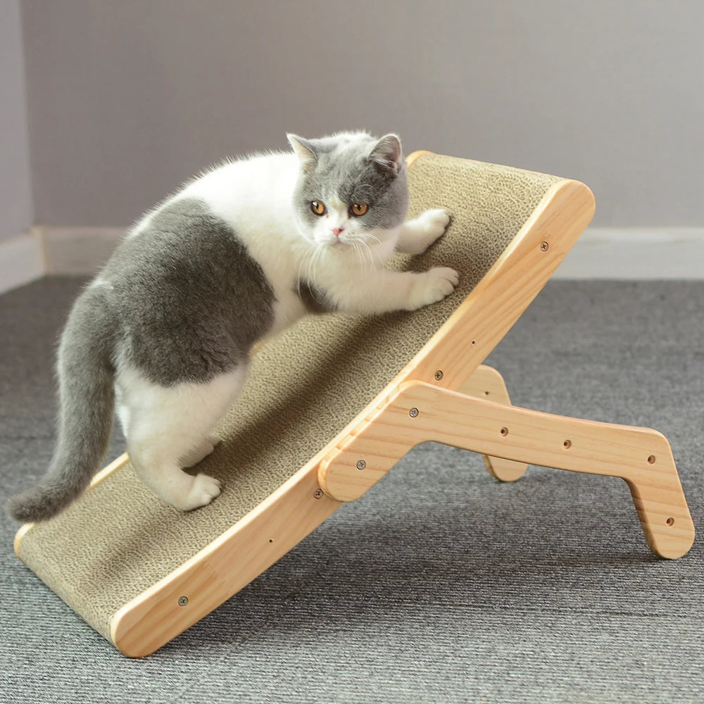 3-in-1 Cat Scratcher – Wooden Scratching Board & Bed