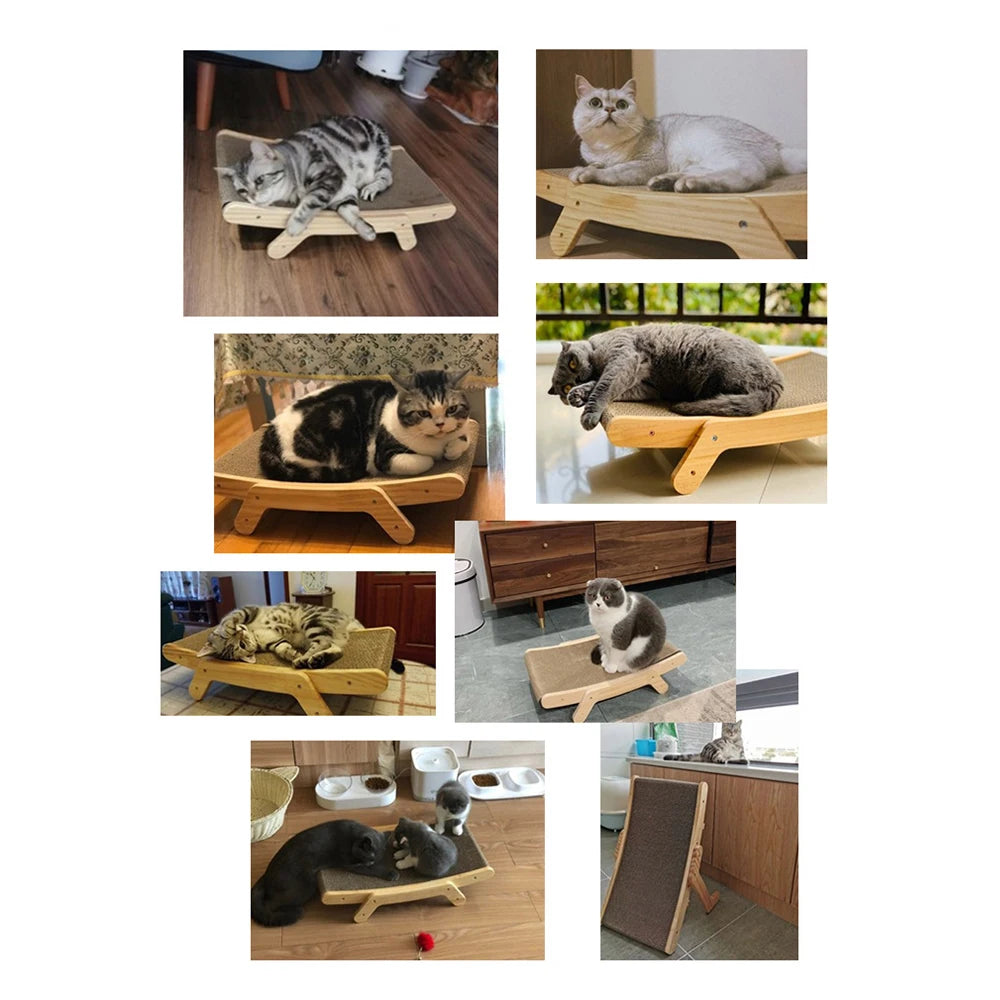 3-in-1 Cat Scratcher – Wooden Scratching Board & Bed