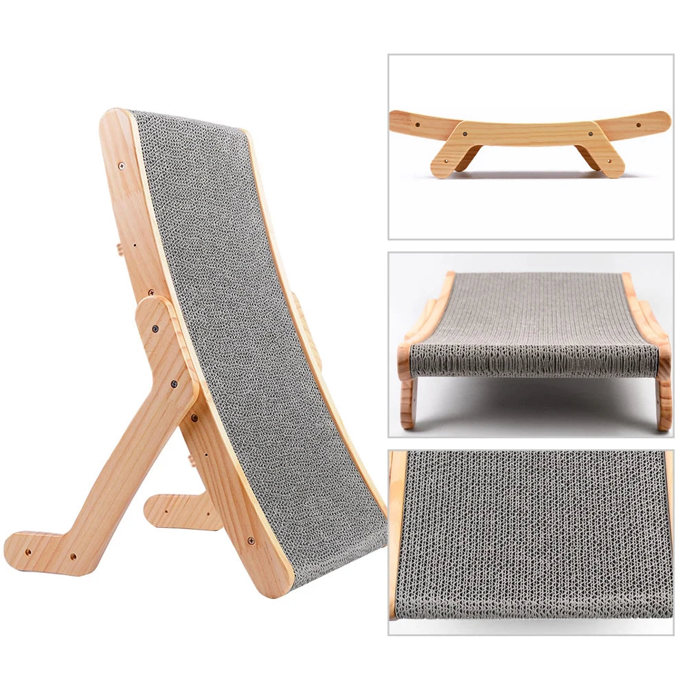 3-in-1 Cat Scratcher – Wooden Scratching Board & Bed