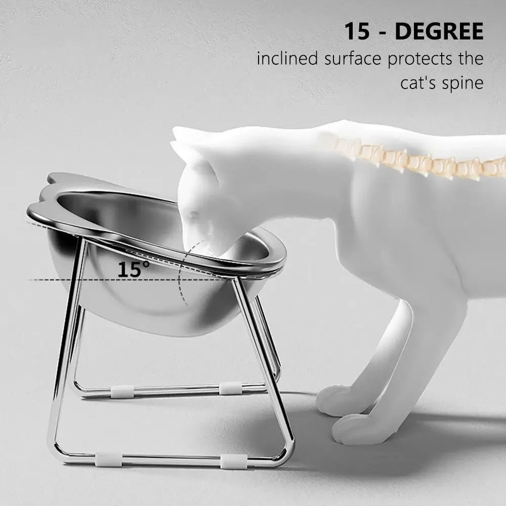 15° Raised Cat Bowl – Tilted 304 Stainless Steel Food Bowl