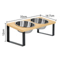 15° Tilted Raised Cat Bowls – 2 Stainless Steel Bowls with Stand