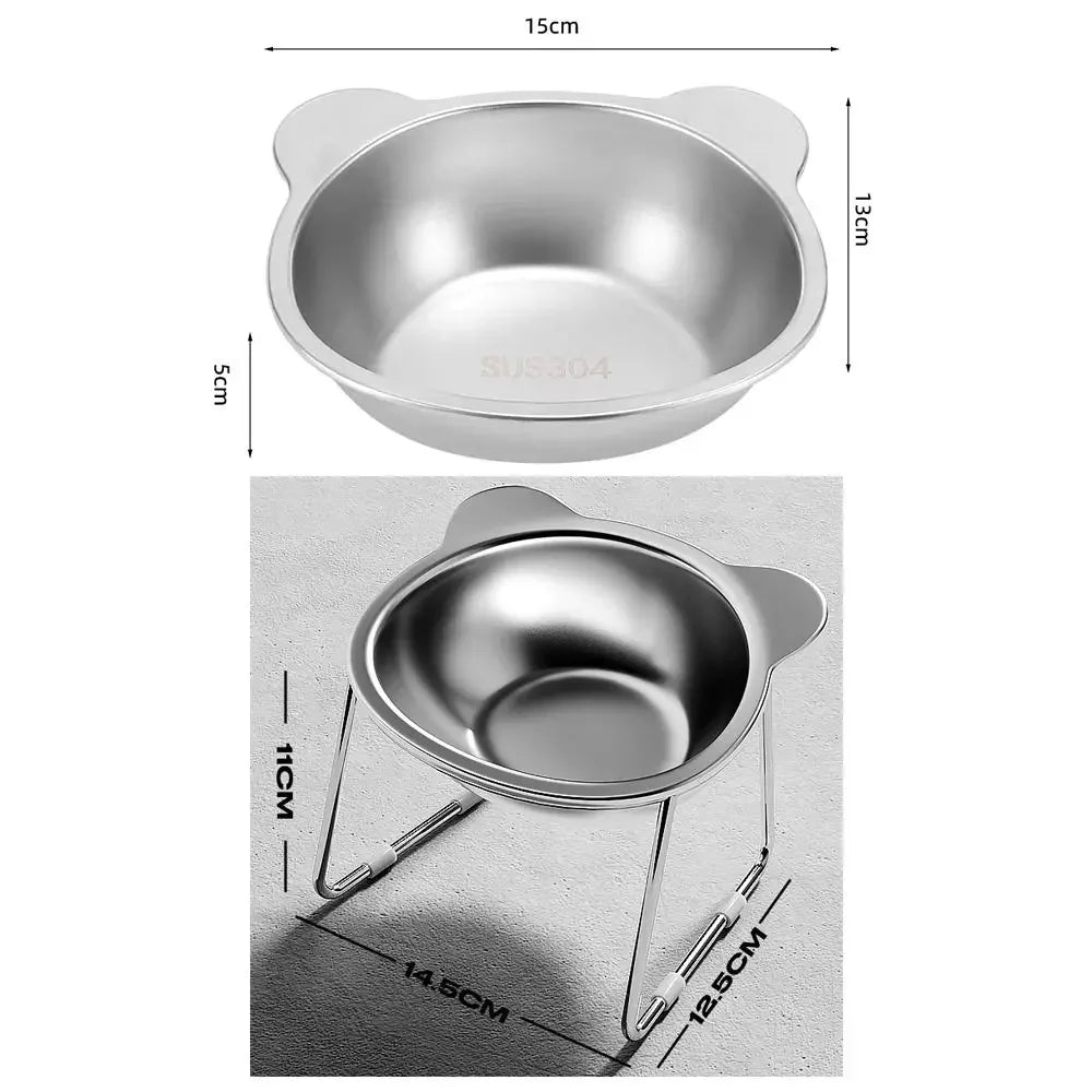 15° Raised Cat Bowl – Tilted 304 Stainless Steel Food Bowl